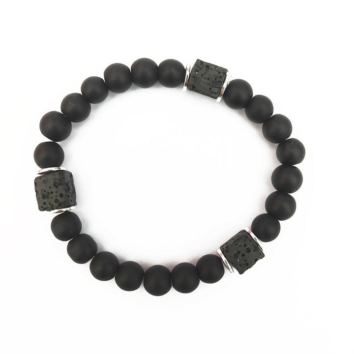 Matte Black Onyx and Cube Lava Stone Balance Bracelet – Aurelia