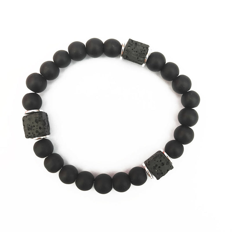 Matte Black Onyx and Cube Lava Stone Balance Bracelet – Aurelia
