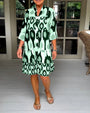 Trendy Kurzarmkleid mit abstraktem Print & lockerem Schnitt – Liora