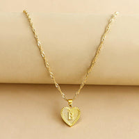 Golden Initial Heart Pendant Necklace - Amara