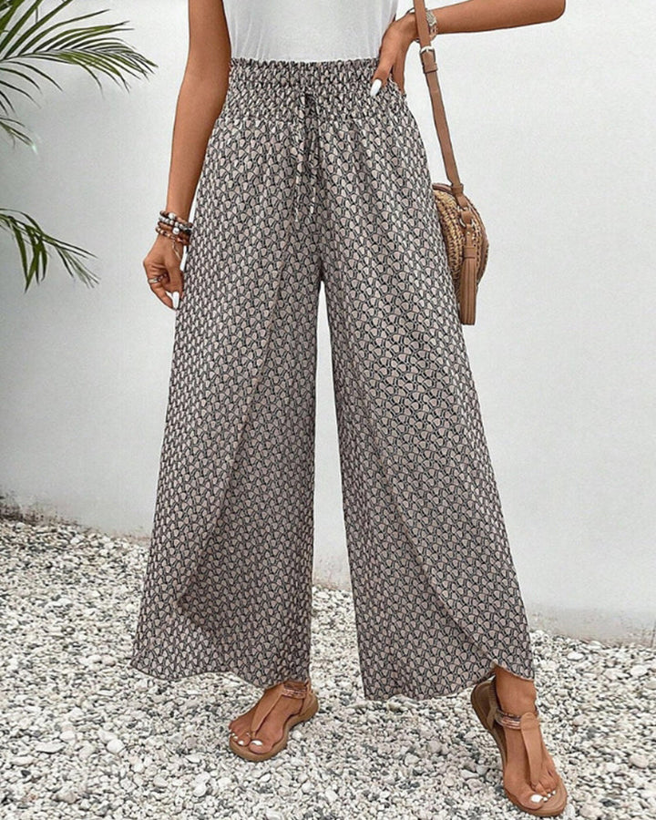 Women's pants with high waist & geometric pattern – Sapphira