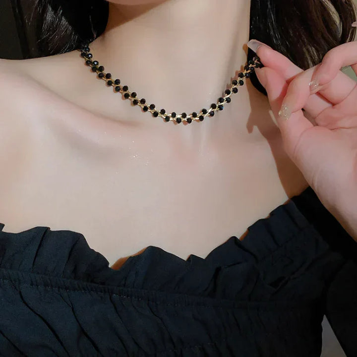 Double Crystal and Pearl Necklace – Amira