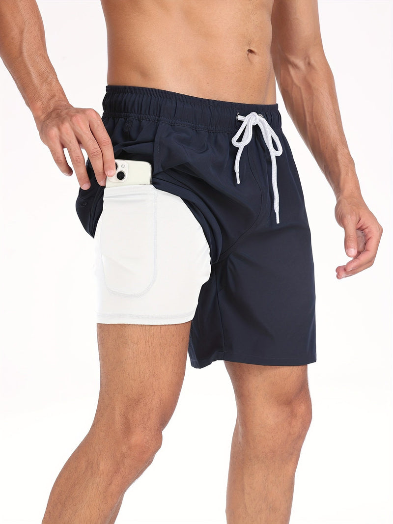 Bañador corto para hombre de secado rápido con elasticidad y bolsillo para móvil – Jonas
