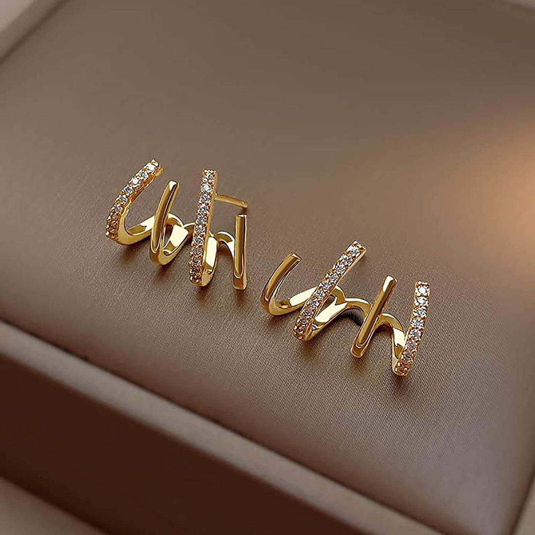 Illusion Earrings with Four Hoops and Zirconia - Zarvia