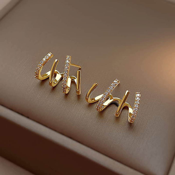 Illusion Earrings with Four Hoops and Zirconia - Zarvia