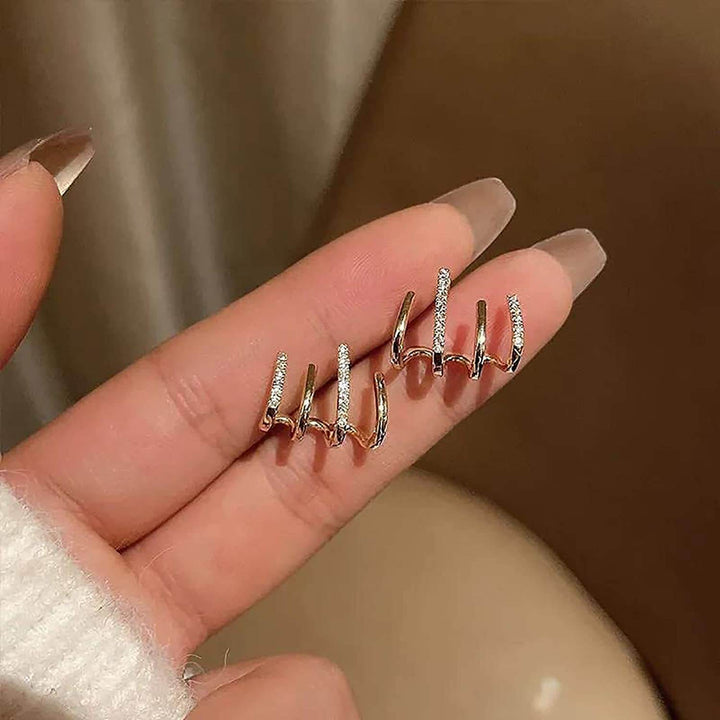 Illusion Earrings with Four Hoops and Zirconia - Zarvia