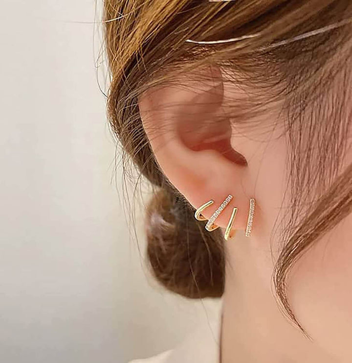 Illusion Earrings with Four Hoops and Zirconia - Zarvia