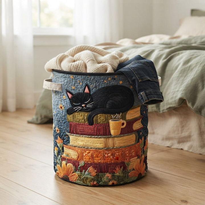 Der Korb steht im Schlafzimmer auf Holzboden neben dem Bett, gefüllt mit einer Strickdecke und einer Jeans. 4