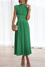 Elegantes Sommer-Midikleid mit Rollkragen und Taillenausschnitt – Avelina