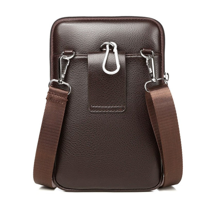 Compact PU Leather Crossbody Bag for Men with Adjustable Shoulder Strap