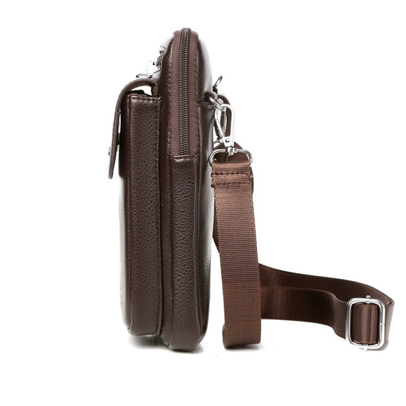 Compact PU Leather Crossbody Bag for Men with Adjustable Shoulder Strap