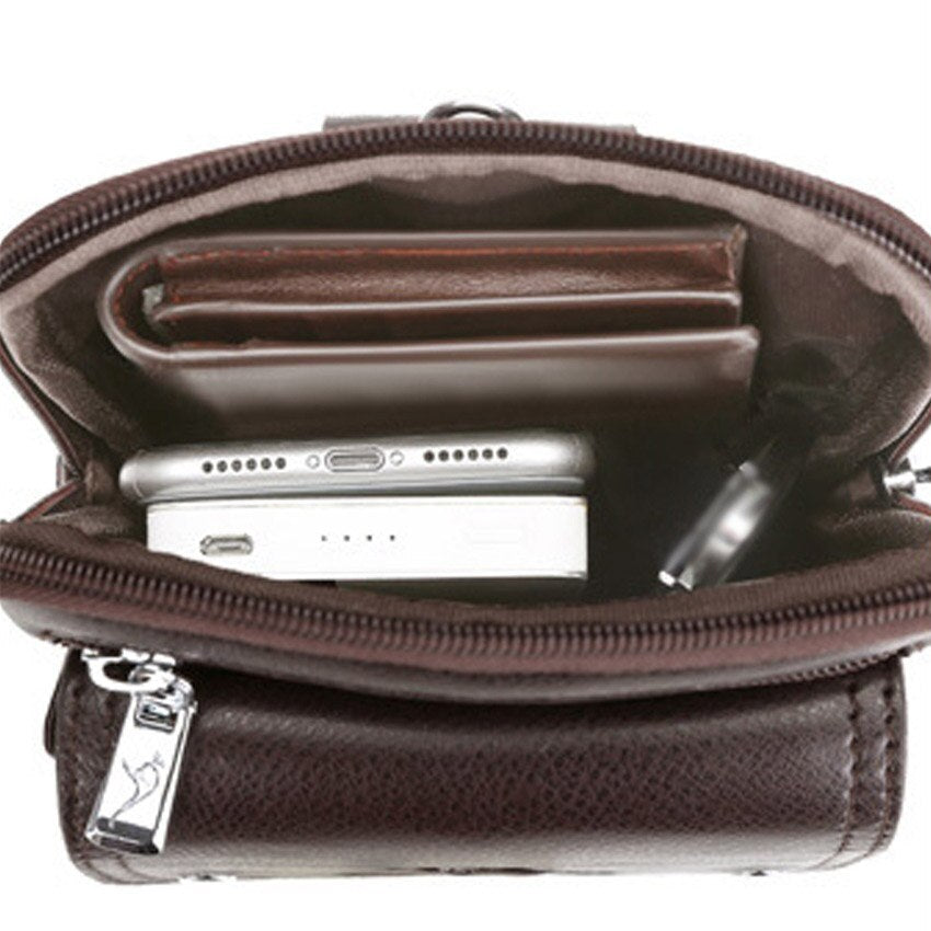 Compact PU Leather Crossbody Bag for Men with Adjustable Shoulder Strap