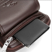 Compact PU Leather Crossbody Bag for Men with Adjustable Shoulder Strap