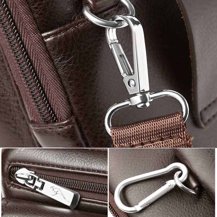 Compact PU Leather Crossbody Bag for Men with Adjustable Shoulder Strap