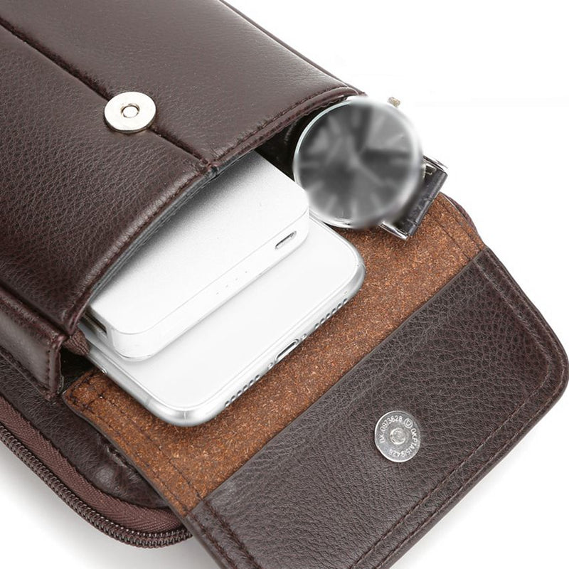 Compact PU Leather Crossbody Bag for Men with Adjustable Shoulder Strap