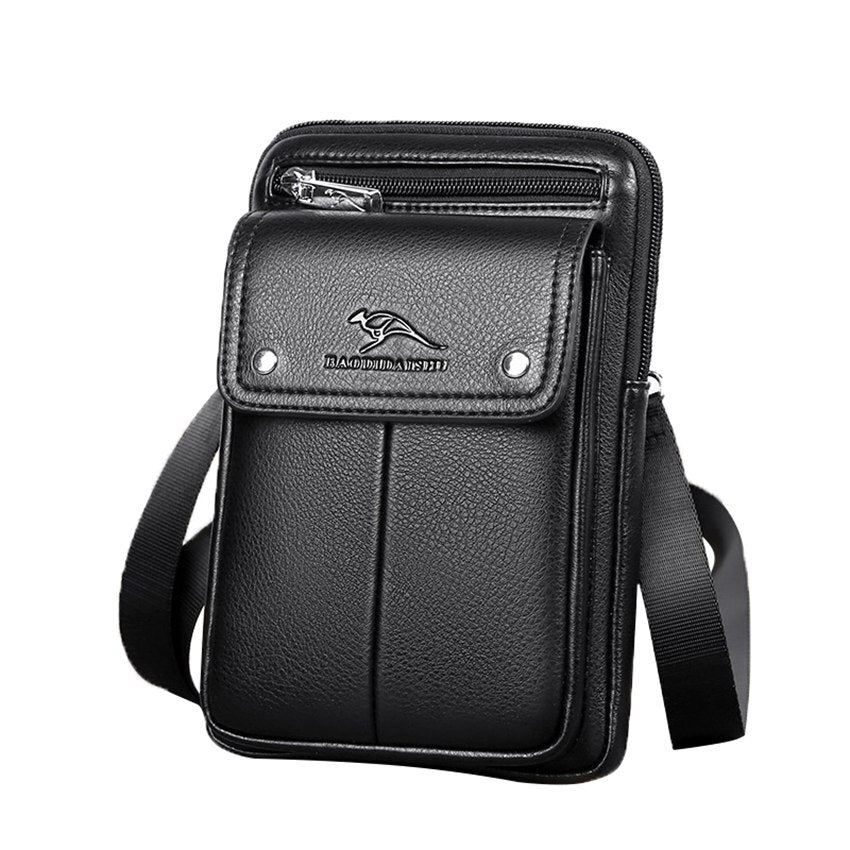 Compact PU Leather Crossbody Bag for Men with Adjustable Shoulder Strap