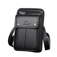 Compact PU Leather Crossbody Bag for Men with Adjustable Shoulder Strap