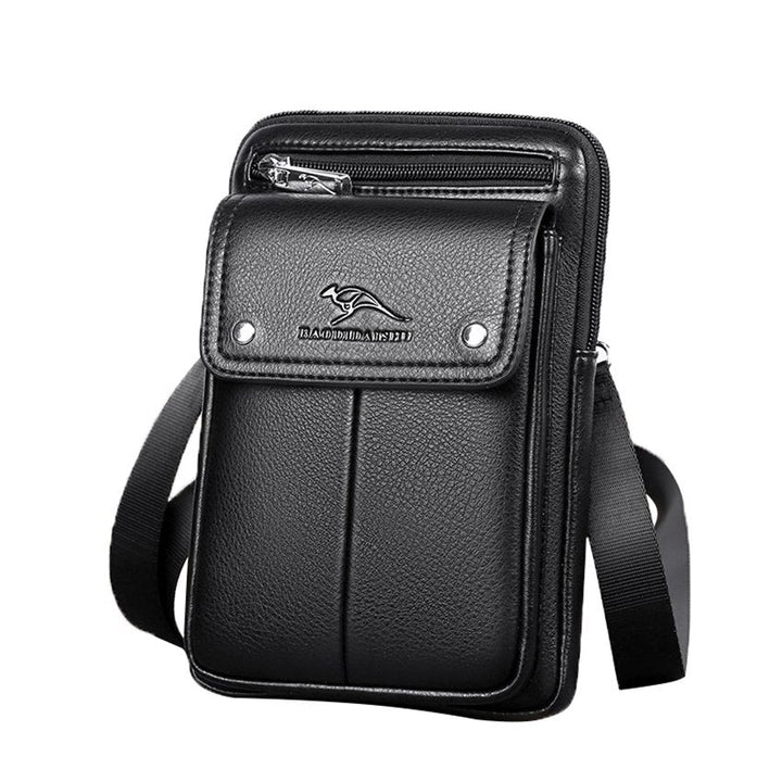 Compact PU Leather Crossbody Bag for Men with Adjustable Shoulder Strap