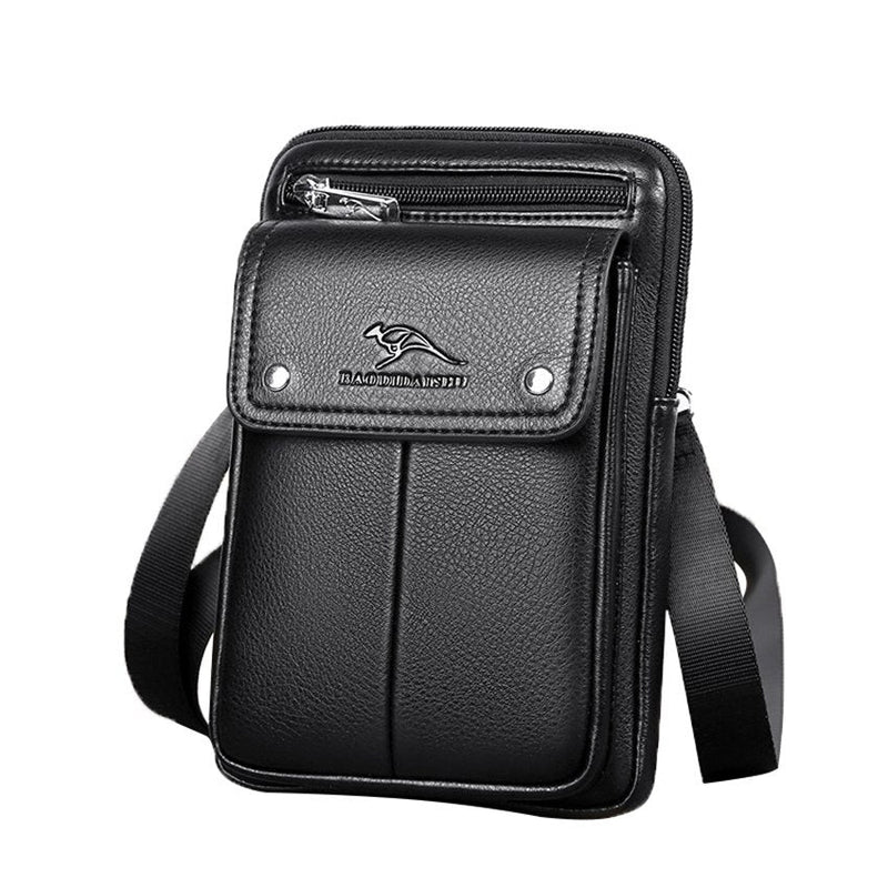 Compact PU Leather Crossbody Bag for Men with Adjustable Shoulder Strap