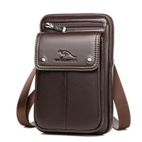 Compact PU Leather Crossbody Bag for Men with Adjustable Shoulder Strap