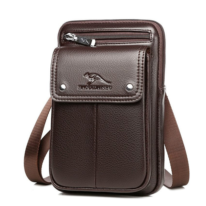 Compact PU Leather Crossbody Bag for Men with Adjustable Shoulder Strap