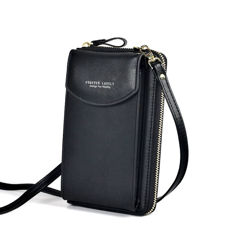 Compact shoulder bag made of PU leather with adjustable strap