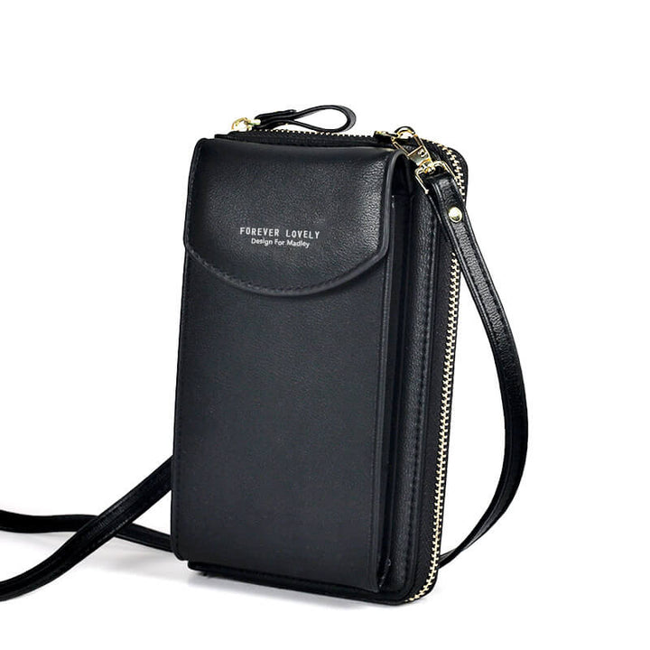 Compact shoulder bag made of PU leather with adjustable strap