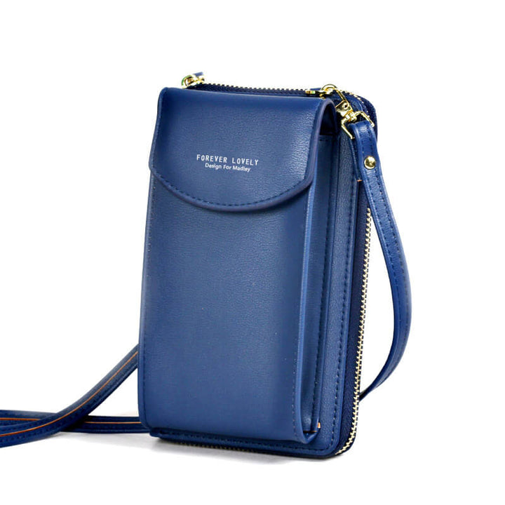 Compact shoulder bag made of PU leather with adjustable strap