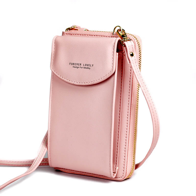 Compact shoulder bag made of PU leather with adjustable strap
