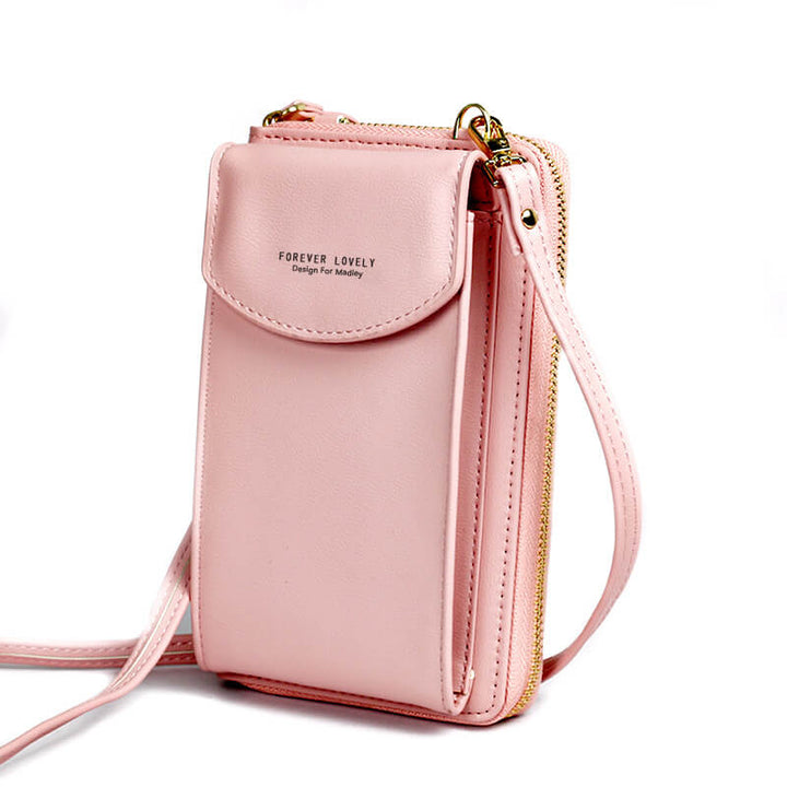Compact shoulder bag made of PU leather with adjustable strap