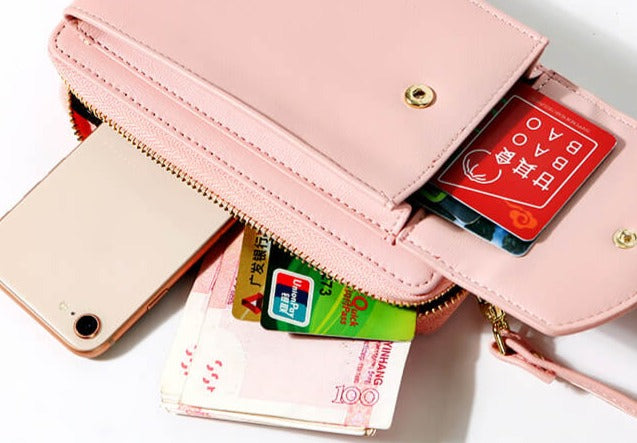 Compact shoulder bag made of PU leather with adjustable strap