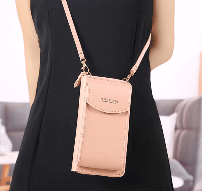 Compact shoulder bag made of PU leather with adjustable strap