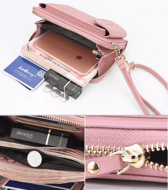 Compact shoulder bag made of PU leather with adjustable strap