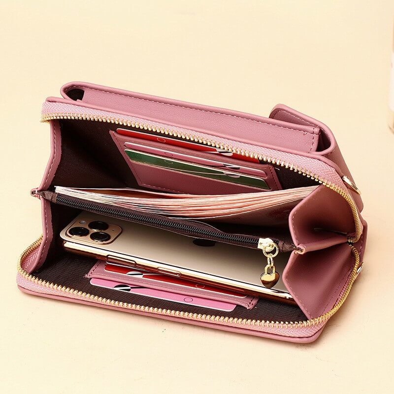 Compact shoulder bag made of PU leather with adjustable strap