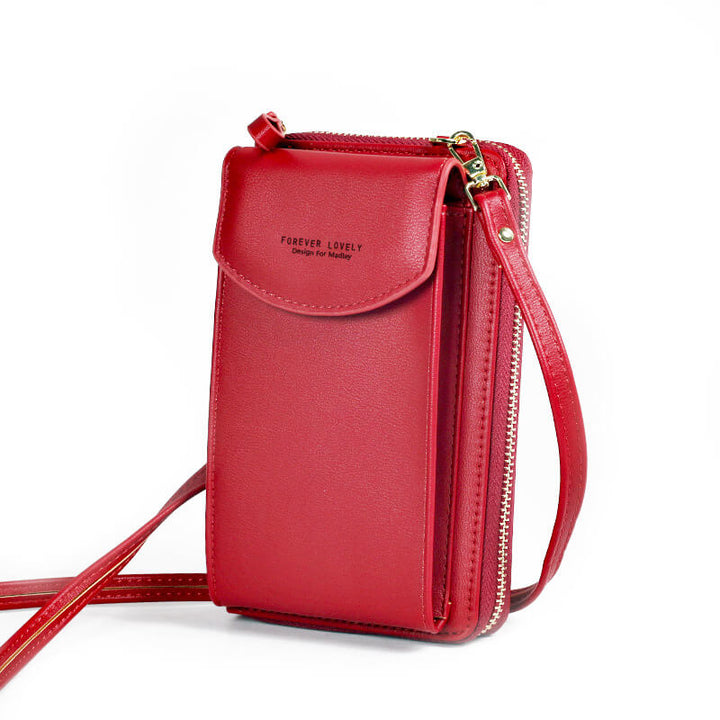Compact shoulder bag made of PU leather with adjustable strap