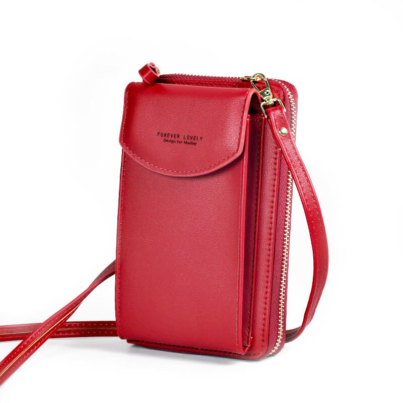 Compact shoulder bag made of PU leather with adjustable strap