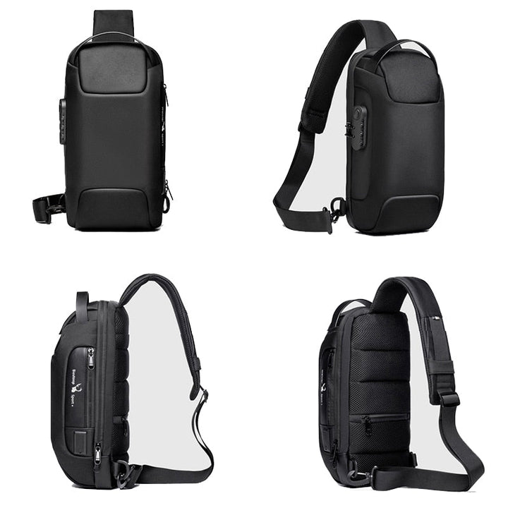 Compact Waterproof Shoulder Bag for Men – Anti-Theft with USB Charging Function