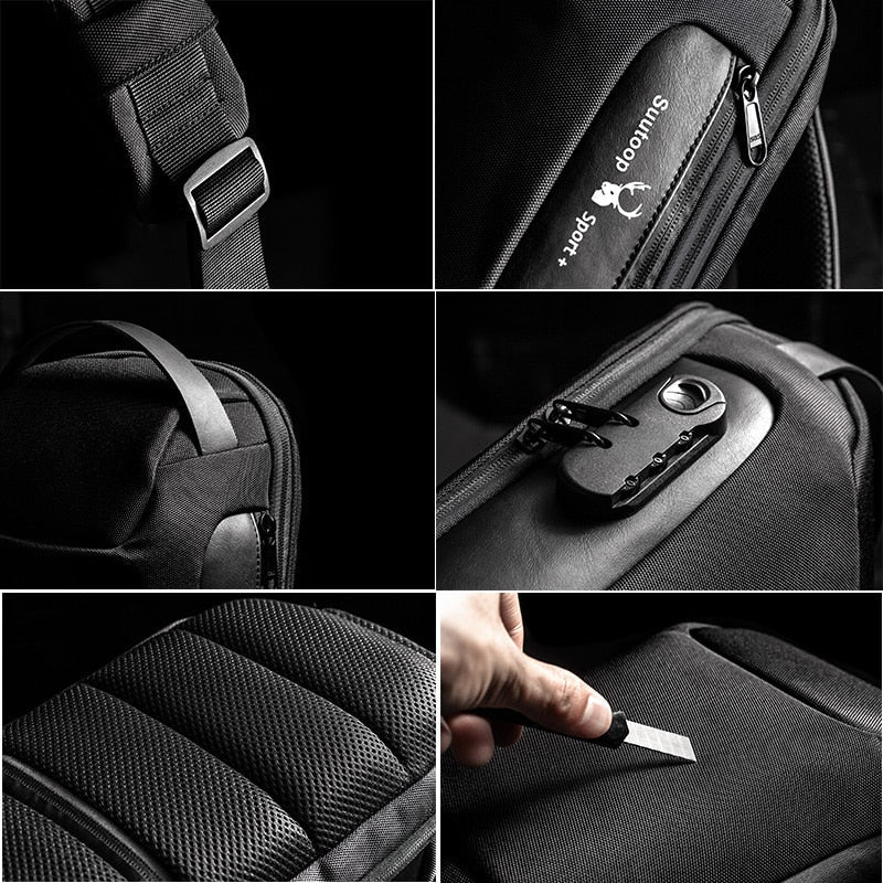Compact Waterproof Shoulder Bag for Men – Anti-Theft with USB Charging Function