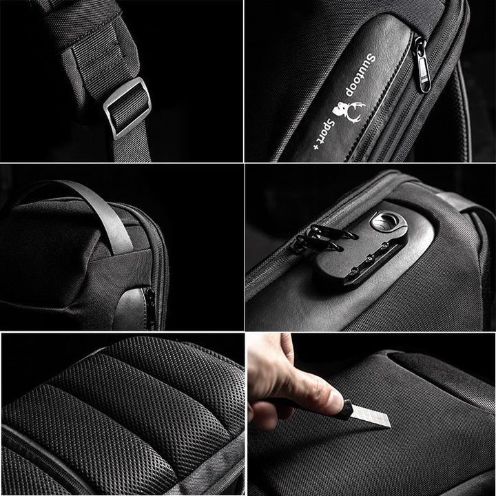 Compact Waterproof Shoulder Bag for Men – Anti-Theft with USB Charging Function
