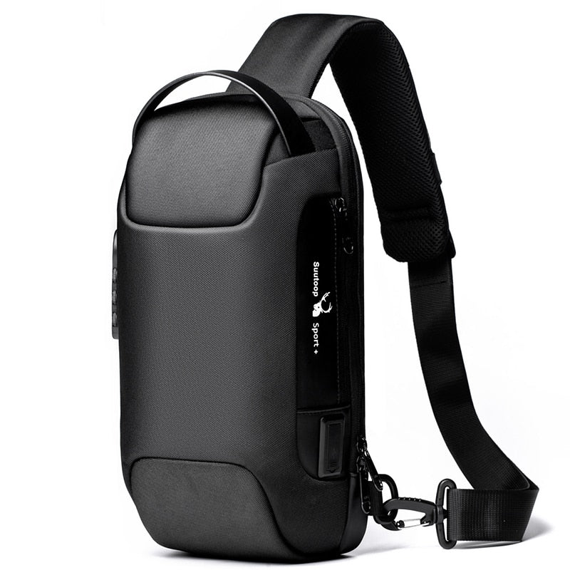 Compact Waterproof Shoulder Bag for Men – Anti-Theft with USB Charging Function