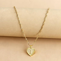Golden Initial Heart Pendant Necklace - Amara