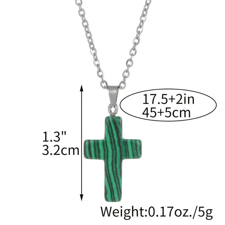 Necklace with Cross made of Natural Gemstones – Seraphina