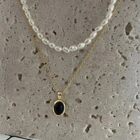 Black Onyx and Pearl Stackable Necklace – Aria