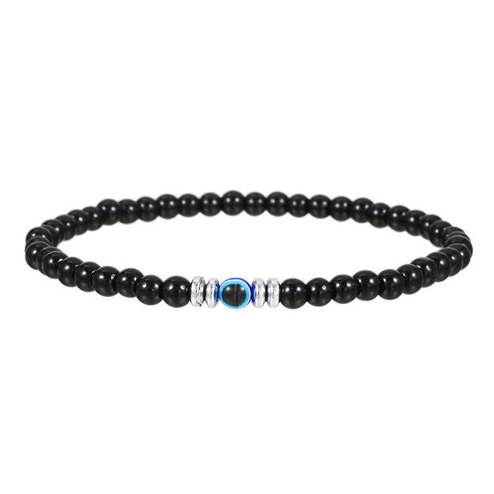 Men's bracelet made of 4 mm natural stone with evil eye bead – Thor