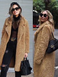 Trendy varmere lang teddyfrakk for kvinner - Isla