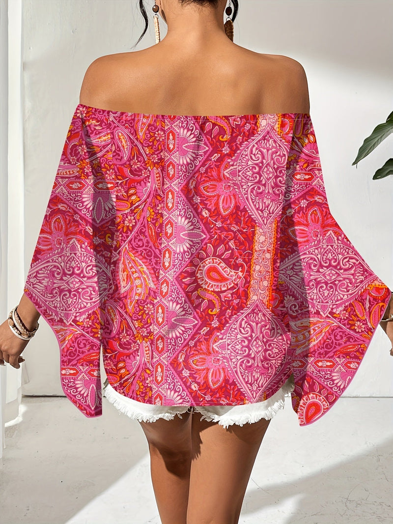 Off-Shoulder Blouse with Geometric Print – Noémie