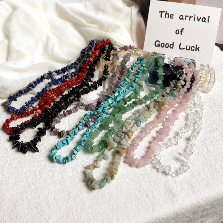 Stylishly Shaped Polished Crystal Necklace - Lina