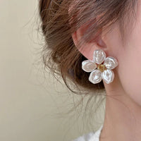 Irregular Pearl Petal Earrings – Celine