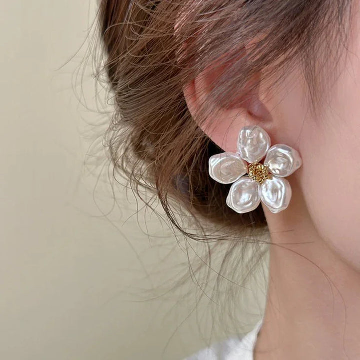 Irregular Pearl Petal Earrings – Celine