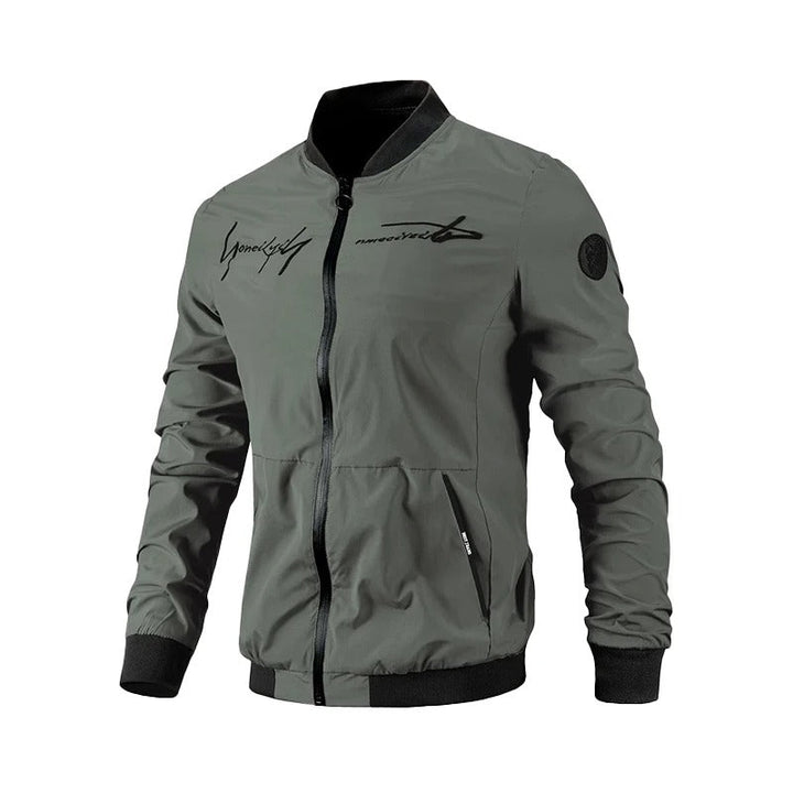 Embroidered Men's Bomber Jacket for Transitional Season – Leon
